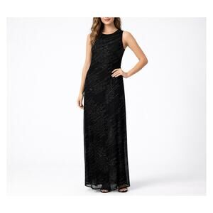 Deadstock Vintage 90s Black Celestial Glitter Maxi Gown 10 Formal Prom Dress NWT